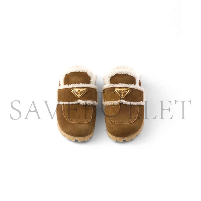 PRADA SUEDE AND SHEARLING SLIPPERS 1S711M PRADA SUEDE AND SHEARLING SLIPPERS 1S711M